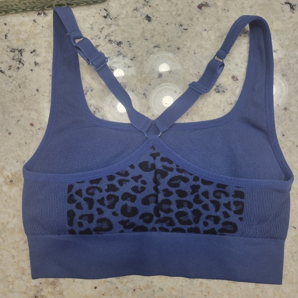 Fabletics Leopard Print Blue Sports Bra - Picture 2 of 3